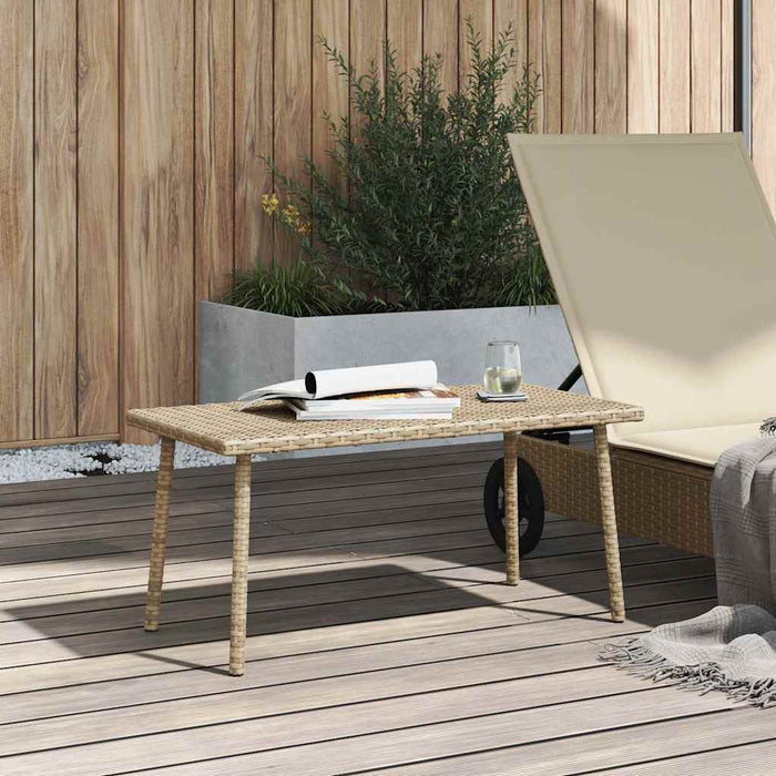 Garden Coffee Table Rectangular Beige 80x40x37 cm Poly Rattan