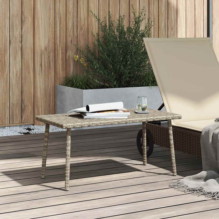 Garden Coffee Table Rectangular Light Grey 80x40x37 cm Poly Rattan