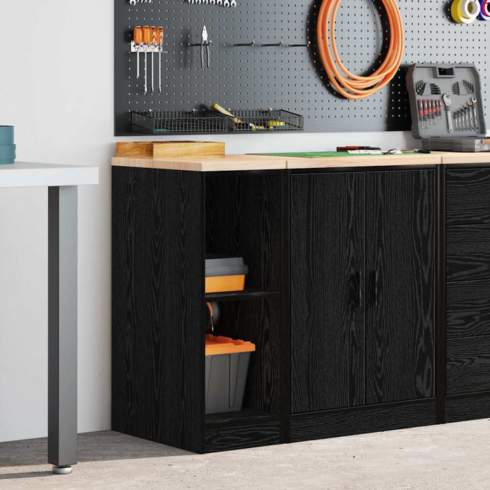 Garage Storage Cabinet Black 30x51x85 cm Solid Wood Pine