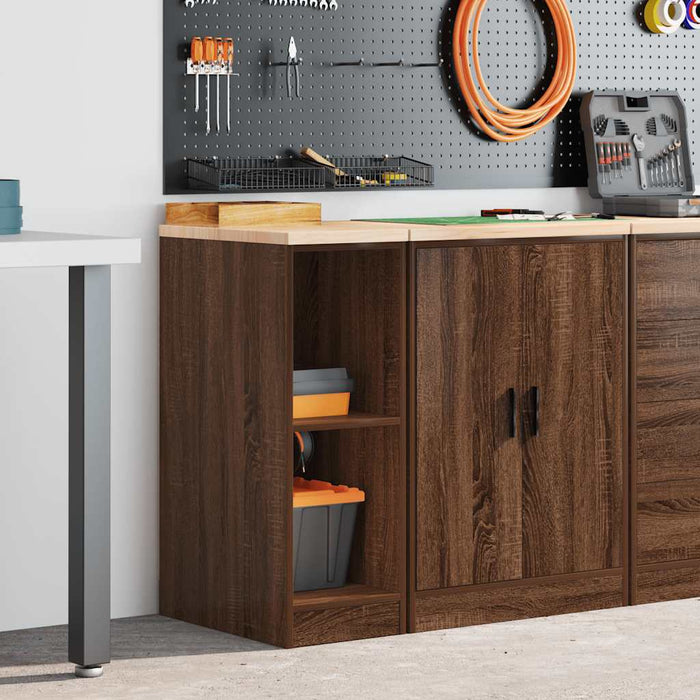 Garage Storage Cabinet Brown Oak 30x51x85 cm Solid Wood Pine