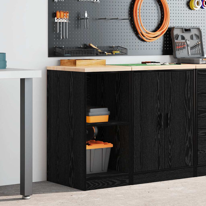 Garage Storage Cabinet Black 40x51x85 cm Solid Wood Pine