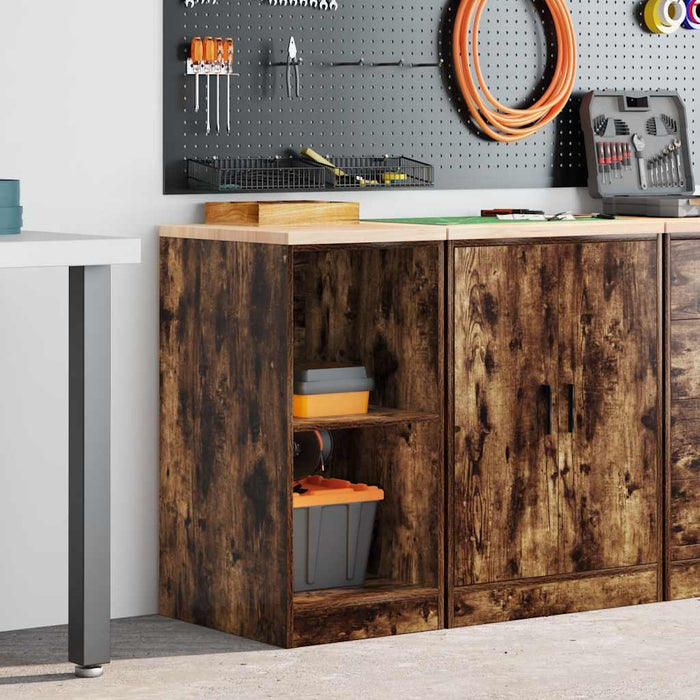 Garage Storage Cabinet Smoked Oak 40x51x85 cm Solid Wood Pine