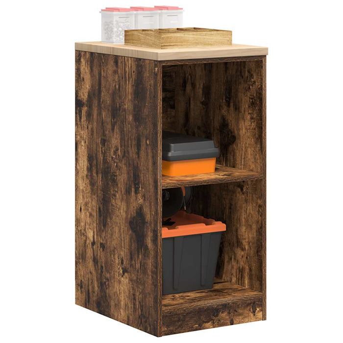 Garage Storage Cabinet Smoked Oak 40x51x85 cm Solid Wood Pine