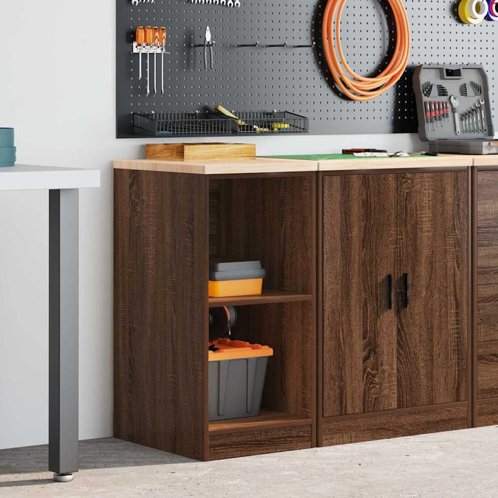 Garage Storage Cabinet Brown Oak 40x51x85 cm Solid Wood Pine