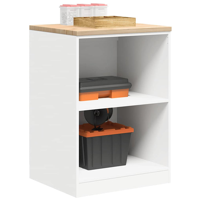 Garage Storage Cabinet White 60x51x85 cm Solid Wood Pine