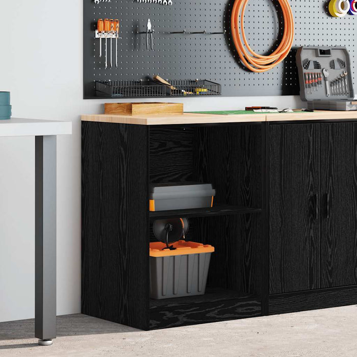 Garage Storage Cabinet Black 60x51x85 cm Solid Wood Pine