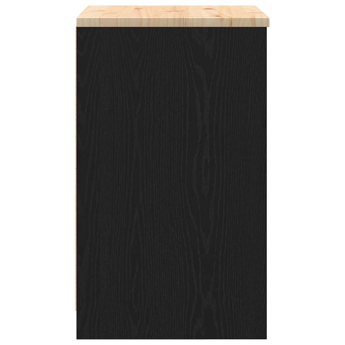 Garage Storage Cabinet Black 60x51x85 cm Solid Wood Pine