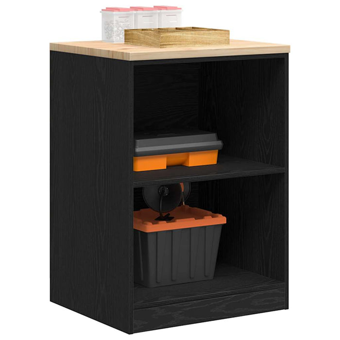 Garage Storage Cabinet Black 60x51x85 cm Solid Wood Pine