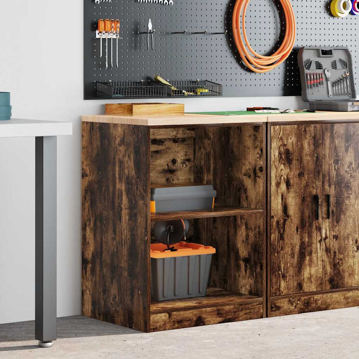 Garage Storage Cabinet Smoked Oak 60x51x85 cm Solid Wood Pine