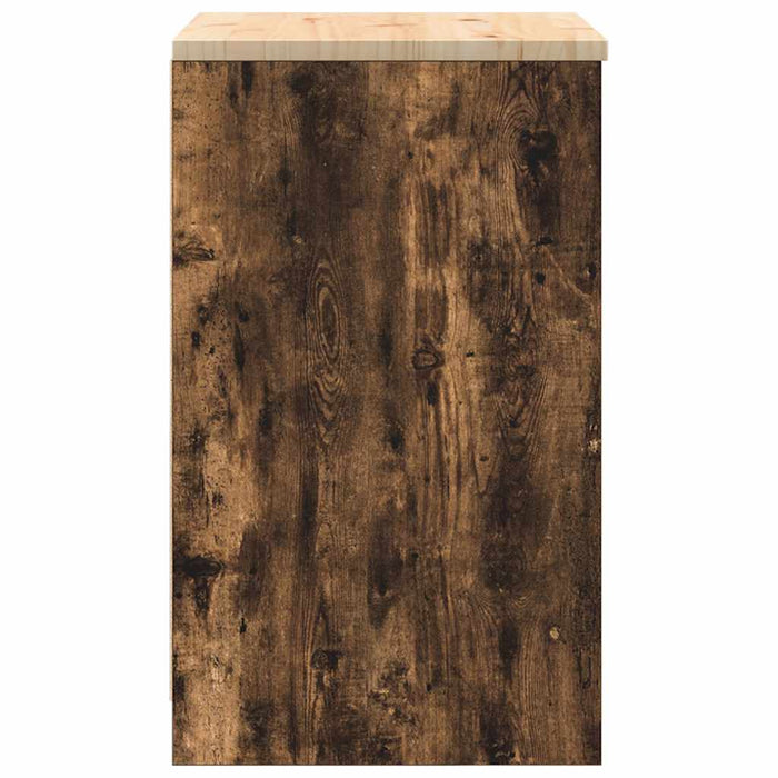 Garage Storage Cabinet Smoked Oak 60x51x85 cm Solid Wood Pine