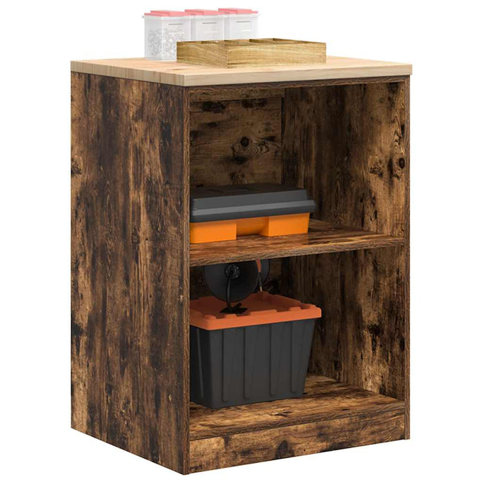 Garage Storage Cabinet Smoked Oak 60x51x85 cm Solid Wood Pine