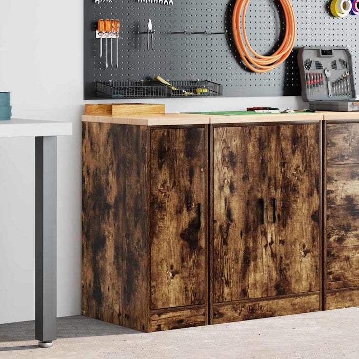 Garage Storage Cabinet Smoked Oak 30x51x85 cm Solid Wood Pine