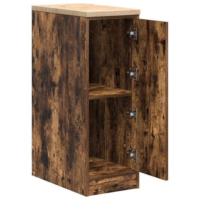 Garage Storage Cabinet Smoked Oak 30x51x85 cm Solid Wood Pine