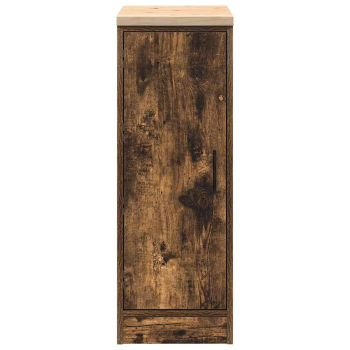 Garage Storage Cabinet Smoked Oak 30x51x85 cm Solid Wood Pine