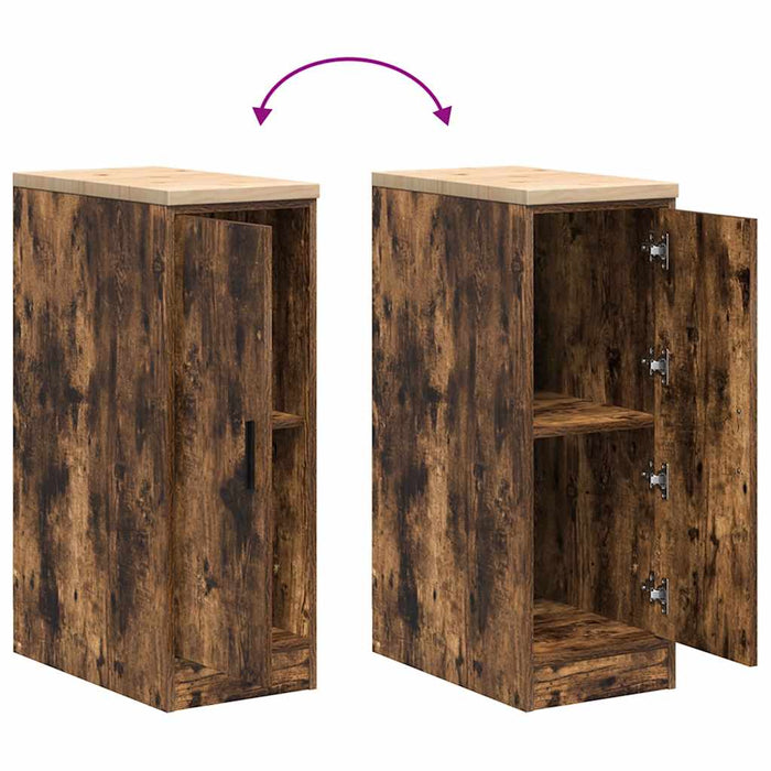 Garage Storage Cabinet Smoked Oak 30x51x85 cm Solid Wood Pine