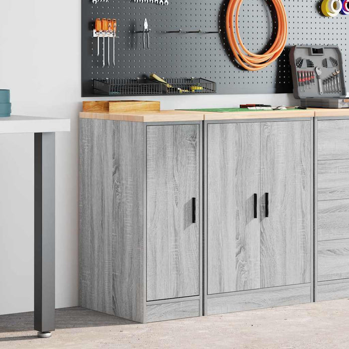 Garage Storage Cabinet Grey Sonoma 30x51x85 cm Solid Wood Pine