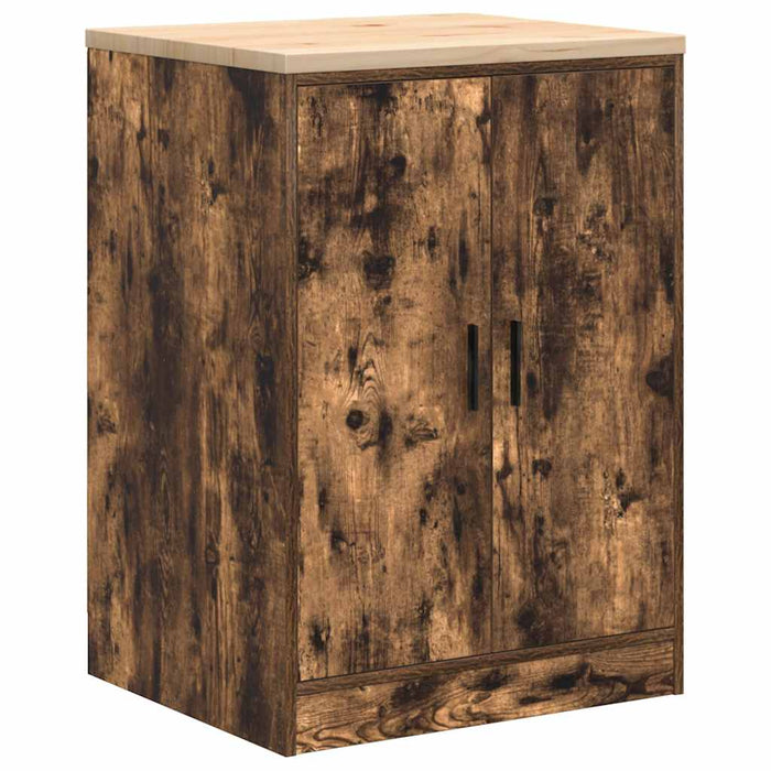 Garage Storage Cabinet Smoked Oak 60x51x85 cm Solid Wood Pine