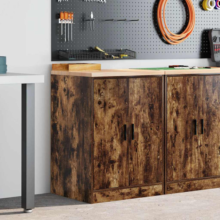 Garage Storage Cabinet Smoked Oak 60x51x85 cm Solid Wood Pine