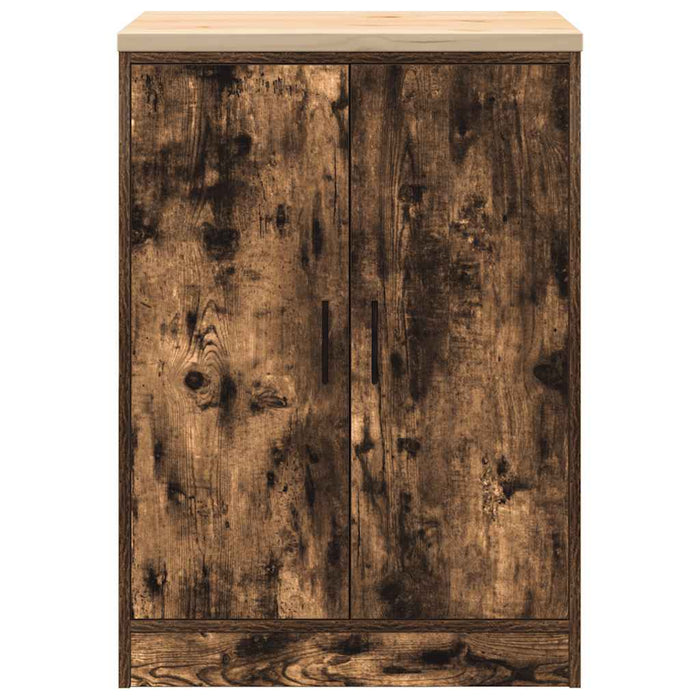 Garage Storage Cabinet Smoked Oak 60x51x85 cm Solid Wood Pine