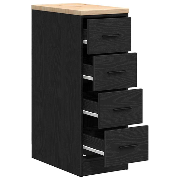 Garage Storage Cabinet Black 30x51x85 cm Solid Wood Pine