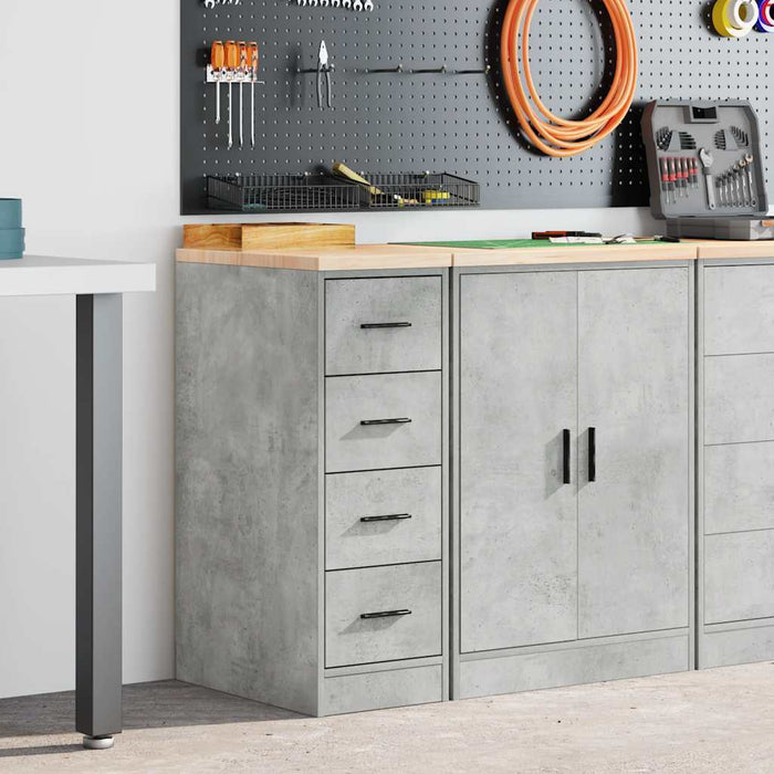 Garage Storage Cabinet Concrete Grey 30x51x85 cm Solid Wood Pine