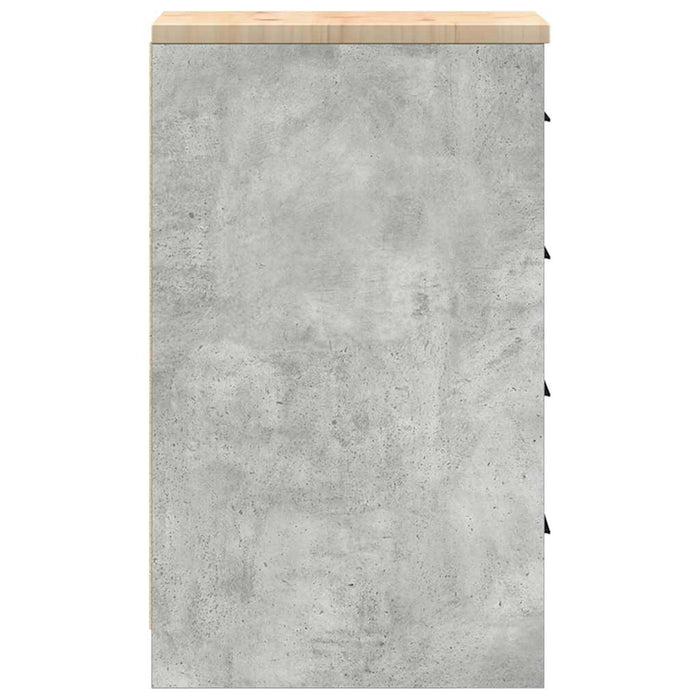 Garage Storage Cabinet Concrete Grey 30x51x85 cm Solid Wood Pine