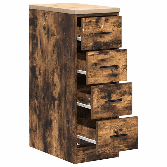 Garage Storage Cabinet Smoked Oak 30x51x85 cm Solid Wood Pine