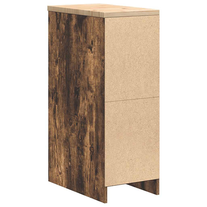 Garage Storage Cabinet Smoked Oak 30x51x85 cm Solid Wood Pine