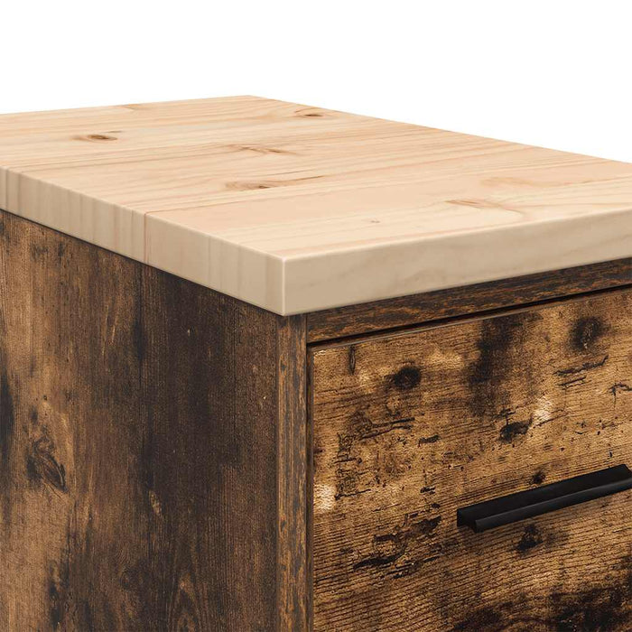 Garage Storage Cabinet Smoked Oak 30x51x85 cm Solid Wood Pine