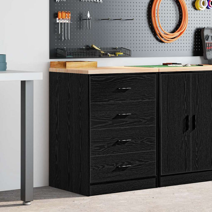 Garage Storage Cabinet Black 60x51x85 cm Solid Wood Pine