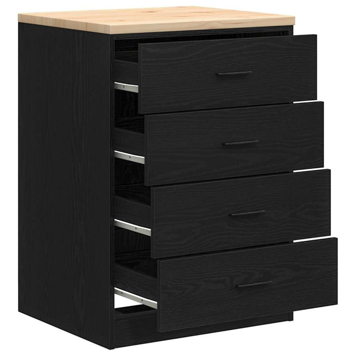 Garage Storage Cabinet Black 60x51x85 cm Solid Wood Pine