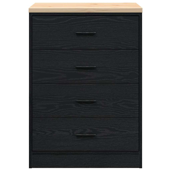 Garage Storage Cabinet Black 60x51x85 cm Solid Wood Pine