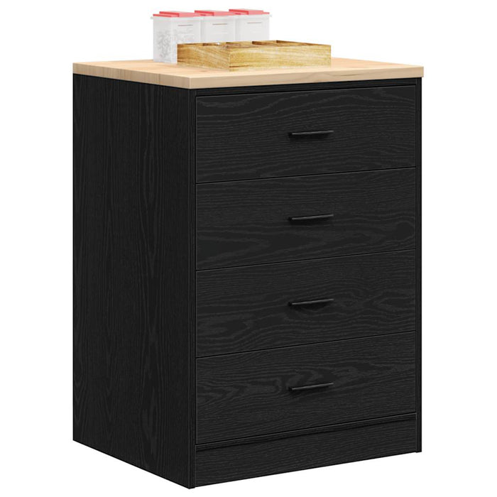 Garage Storage Cabinet Black 60x51x85 cm Solid Wood Pine