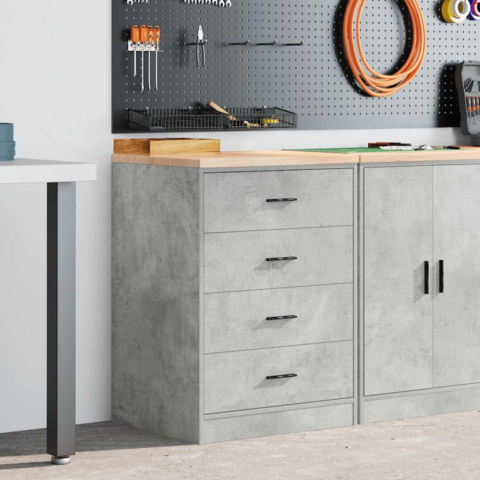 Garage Storage Cabinet Concrete Grey 60x51x85 cm Solid Wood Pine