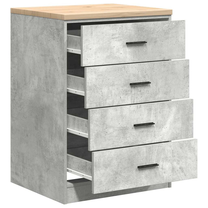 Garage Storage Cabinet Concrete Grey 60x51x85 cm Solid Wood Pine