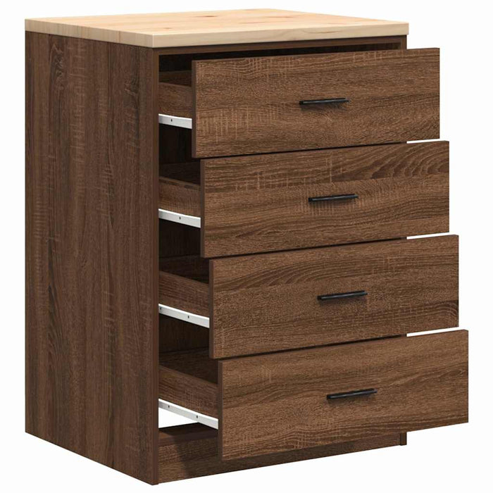 Garage Storage Cabinet Brown Oak 60x51x85 cm Solid Wood Pine