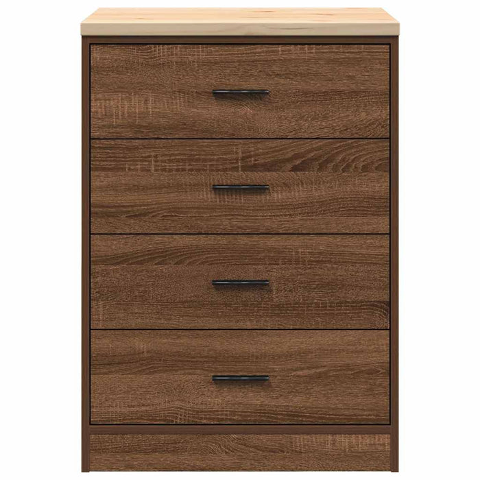 Garage Storage Cabinet Brown Oak 60x51x85 cm Solid Wood Pine