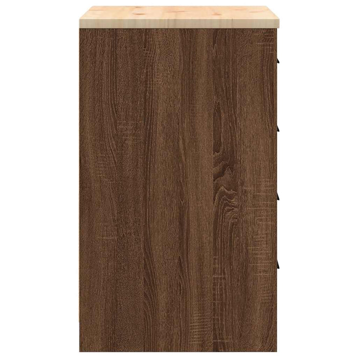 Garage Storage Cabinet Brown Oak 60x51x85 cm Solid Wood Pine