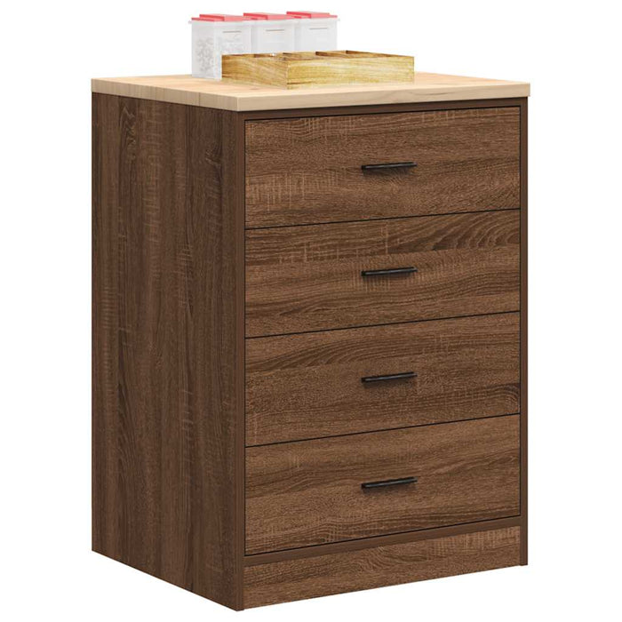 Garage Storage Cabinet Brown Oak 60x51x85 cm Solid Wood Pine