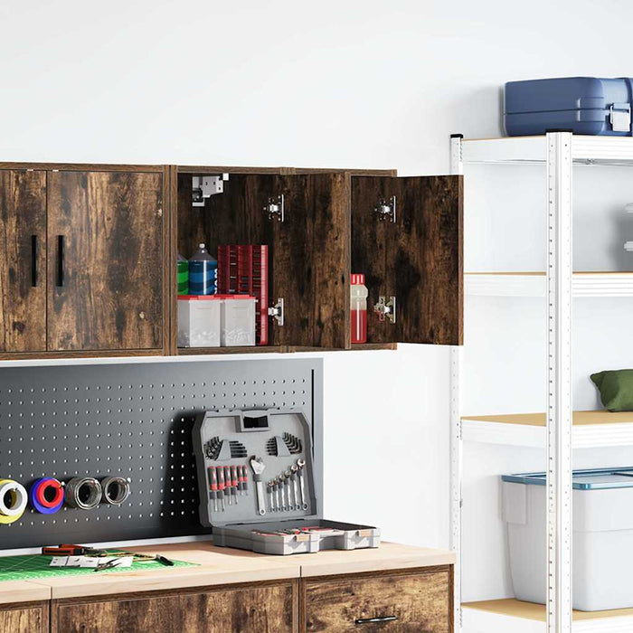 Garage Wall Cabinets 2 pcs Smoked Oak Engineered Wood