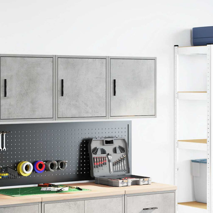 Garage Wall Cabinets 2 pcs Concrete Grey Engineered Wood