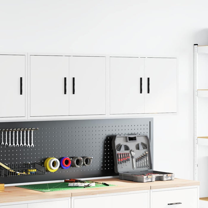 Garage Wall Cabinets 2 pcs White Engineered Wood