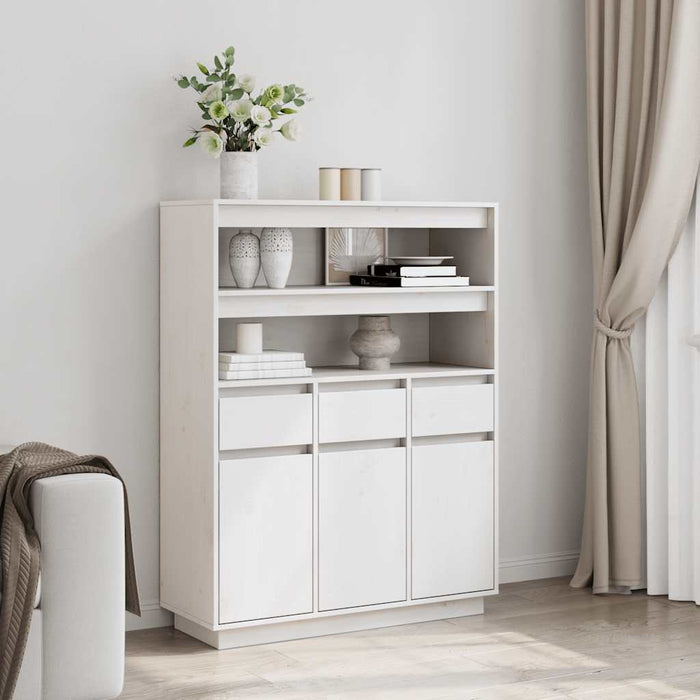 Highboard Бяла 89x34x116.5 cm масивна дървесина бор