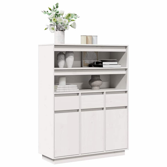 Highboard Бяла 89x34x116.5 cm масивна дървесина бор