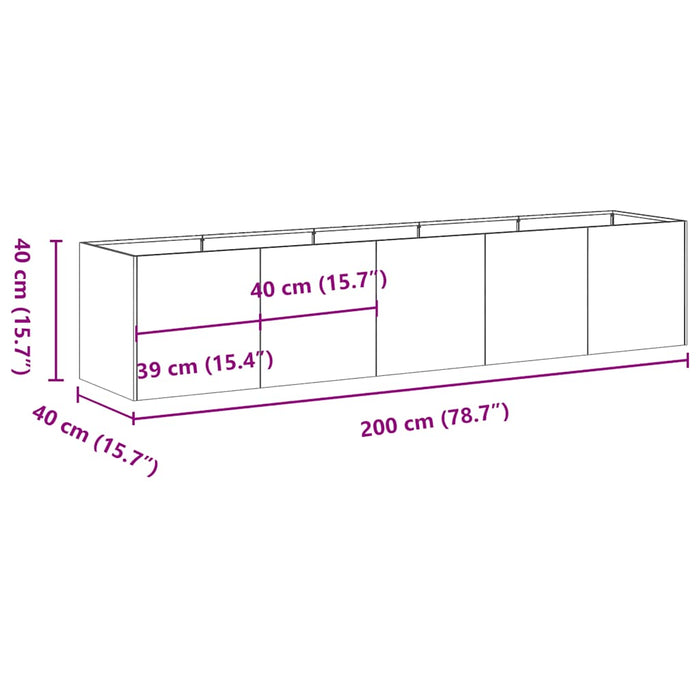 Кашпо белое 200x40x40 см Холоднокатаная сталь