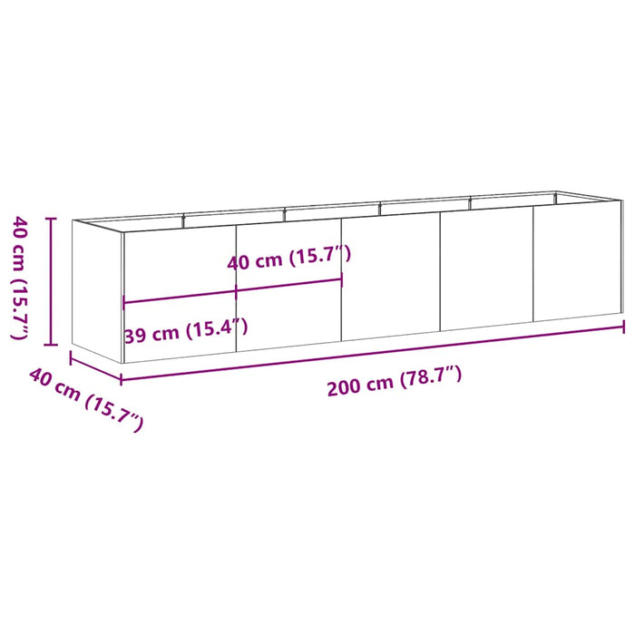 Planter 200x40x40 cm Stainless Steel