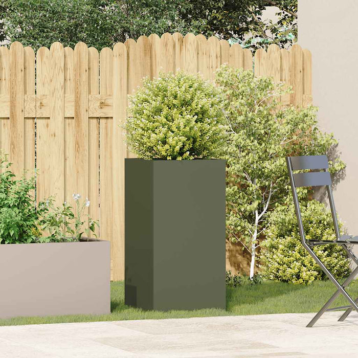 Planter Olive Green 40x40x80 cm Cold-rolled Steel