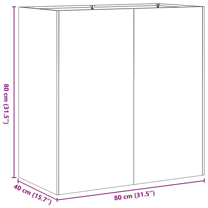 Кашпо белое 80x40x80 см Холоднокатаная сталь