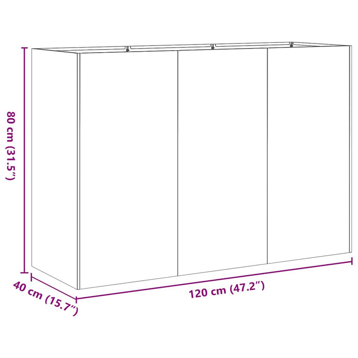 Саксия Антрацит 120x40x80 см Студеновалцована стомана