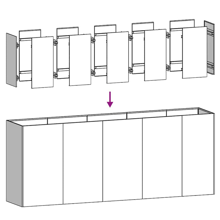 Кашпо белое 200x40x80 см Холоднокатаная сталь